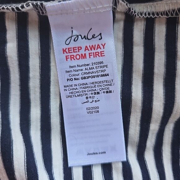 Joules Knit Dress NWT Navy White Stripes Cap Sleeve Midi XL Cinch Waist Comfy - Picture 12 of 13